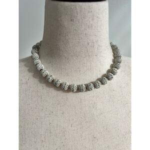 Vintage Monet Silver Mesh Ball Beads Costume Necklace